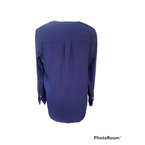 Lord & Taylor Tunic Navy Blue V-Neck Long Sleeves Sz. M Flattering S - Picture 2 of 8